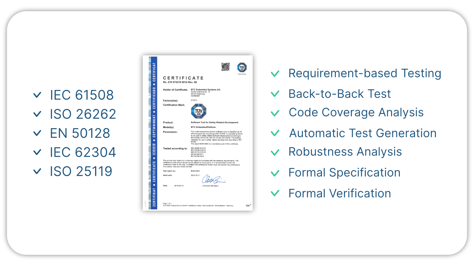 German TÜV Süd certifies BTC EmbeddedPlatform 22.3
